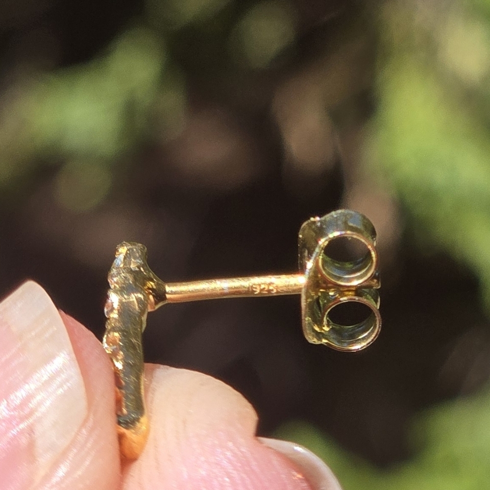 Blue Topaz Natural Gemstone Sterling & Gold Bar Earrings 3k Each - Picture 9 of 9